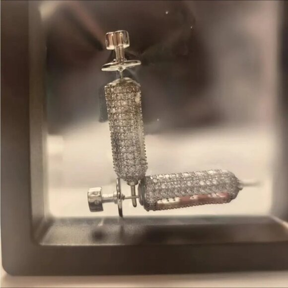 Punk Style Unique Dangle Earrings, Rhinestone Embellished - Picture 8 of 9